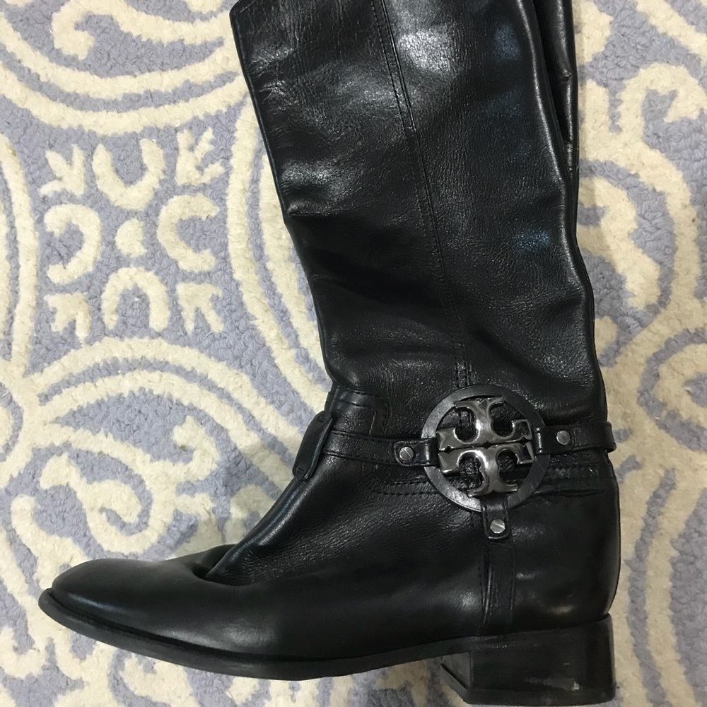 Tory Burch black leather riding boot